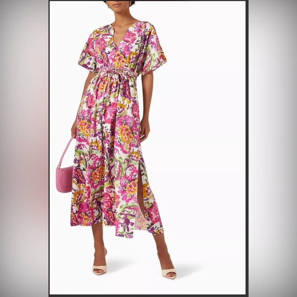 Misa Los Angeles Dresses & Skirts - MISA Setareh Floral-Print Belted Midi Shirtdress